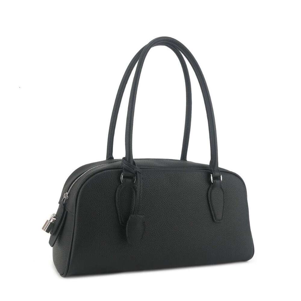 New Long Bowling Bag With A Distinctive Design Metal Accents Boston Style Simple Top Grain Leather Shoulder And Underarm Trendy SENYY