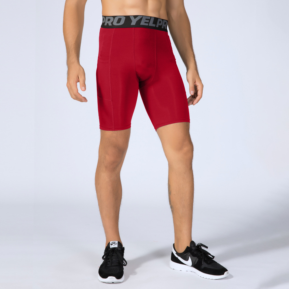 Compression Shorts Men with Pocket Spandex Running Shorts Sport Athletic Workout Performance Underwear 260227