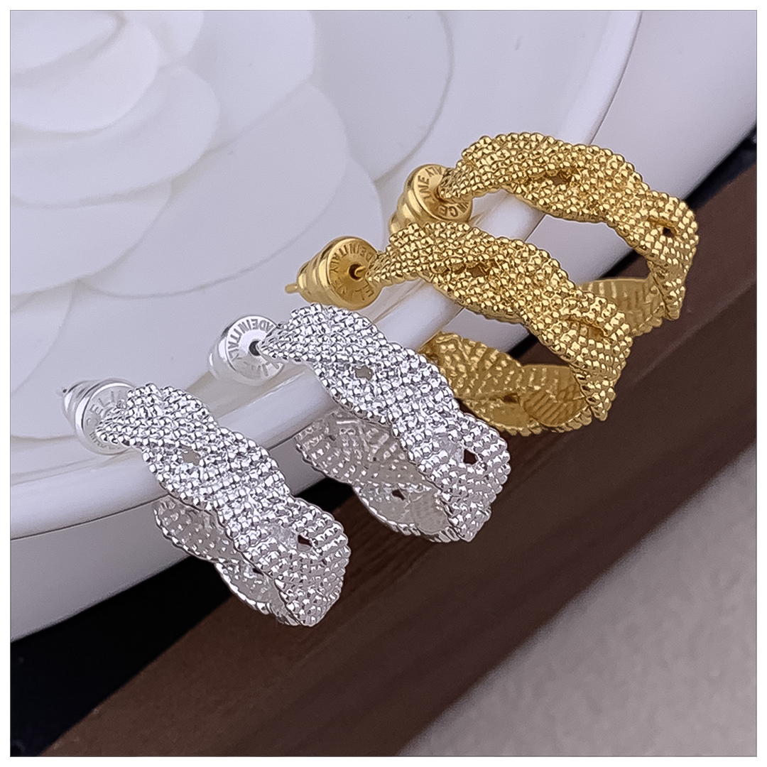 Designer Earrings Designer Earrings Women 18K Gold Plated Earring C Shape Woven Hoop Earrings Luxury Jewlery Designer for Women Elegant Free Shipping 