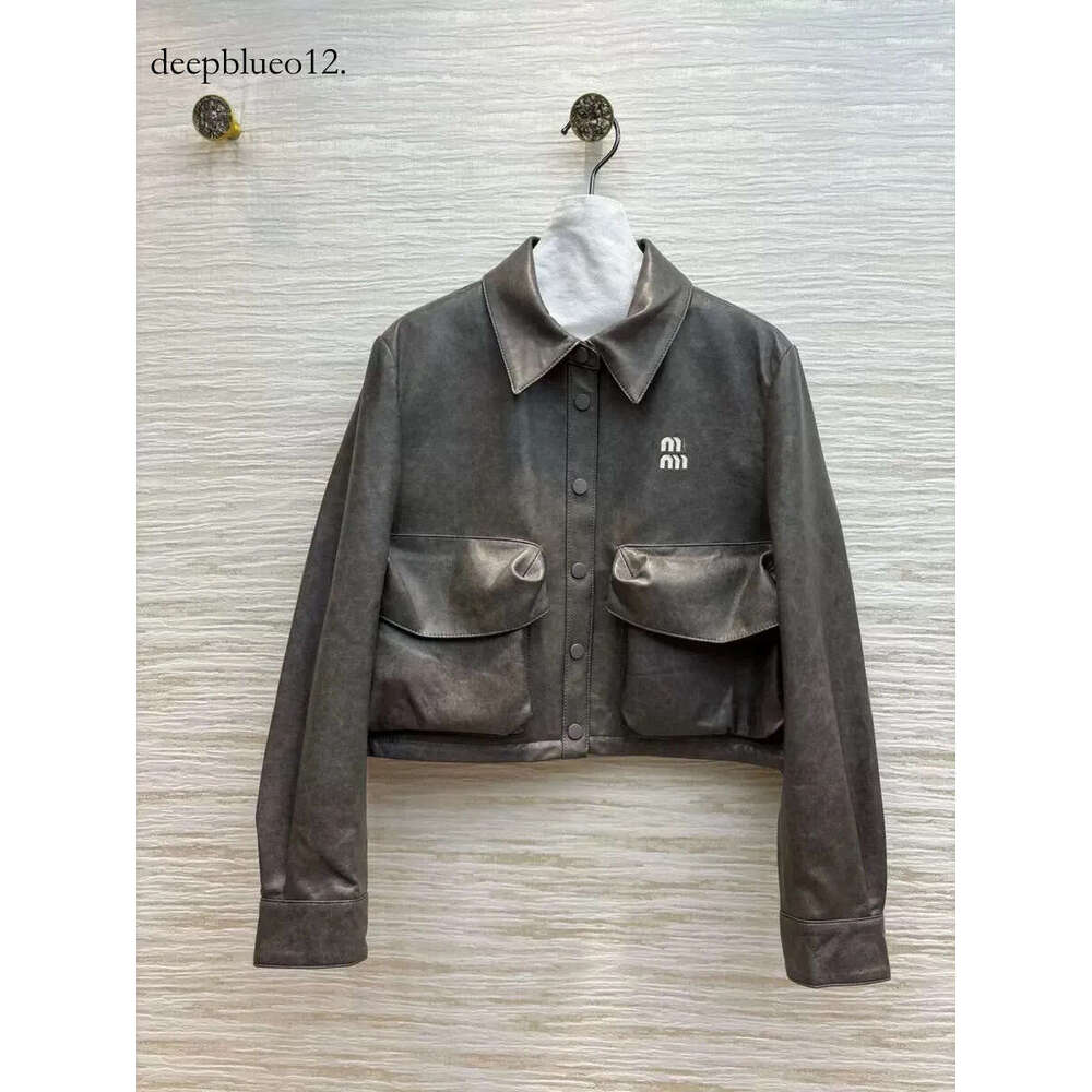 Miu Top Designer Womens Leather Jacket Luxury MM Woman Brand Name Womans Clothes New Cool Zipper Coat Classic Style Jackets Tops Fashion 13a