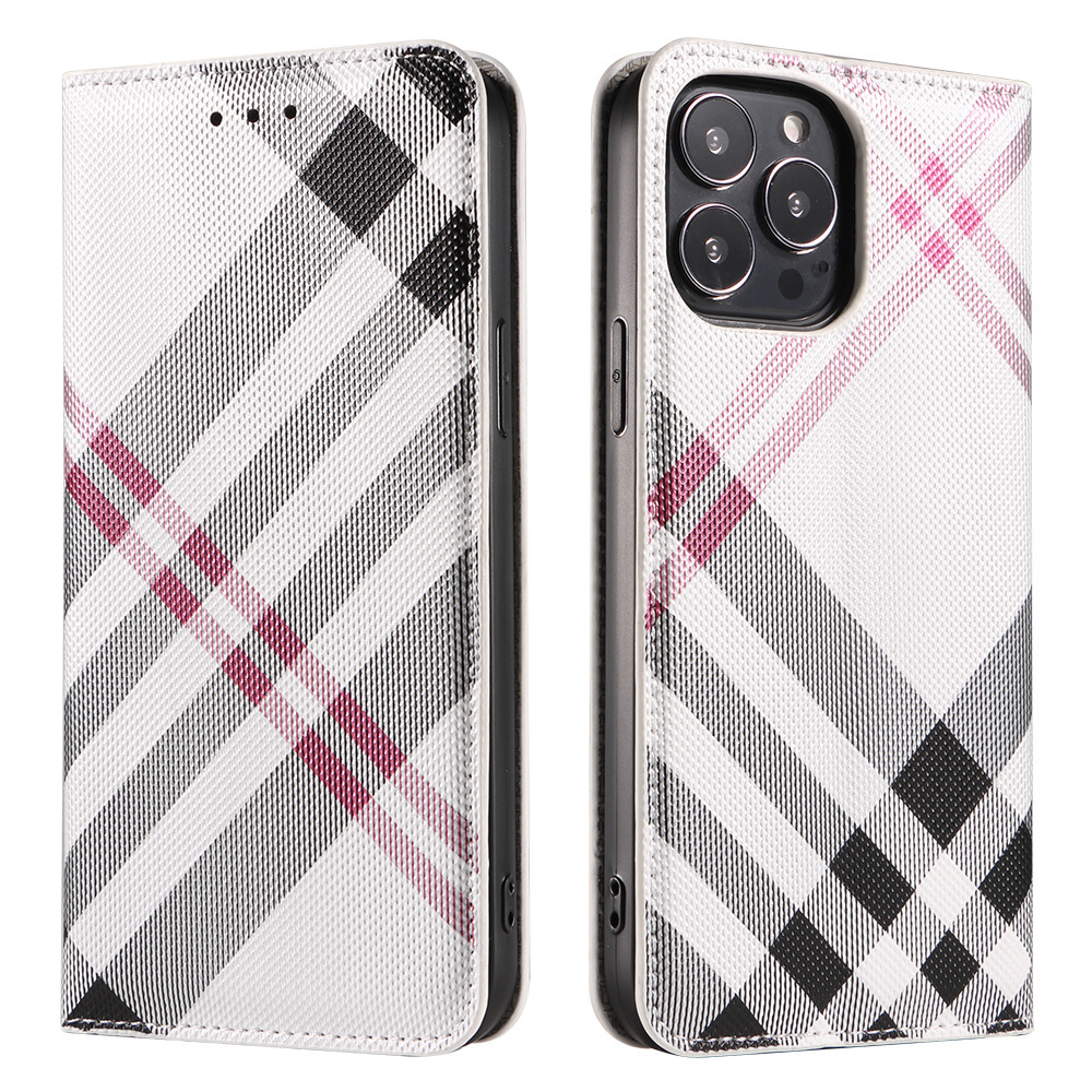 Suitable for iPhone 17 Huawei P50 phone case, Apple 15 checkered flip cover, Samsung S23