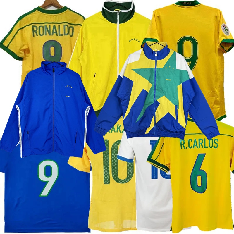 Retro Classico Pele Maglia Calcio Brasile 1960-2018 Rivaldo Ronaldinho R.Carlos…