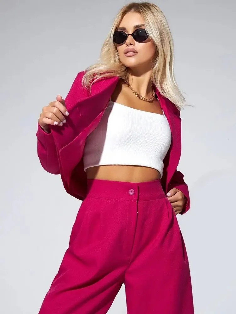 OZON Womens Clothing Autumn Fashion Casual Short Blazer Slim Fit Trousers Womens Suit