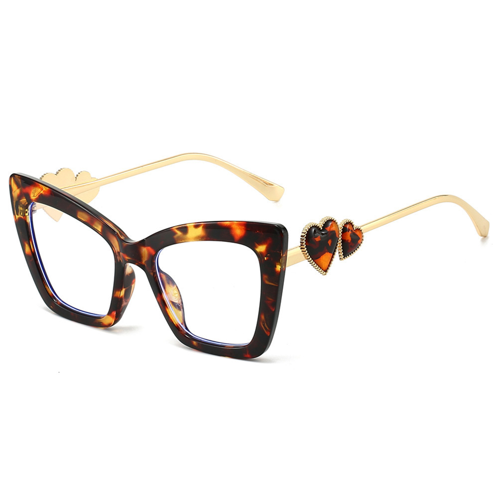 2026 New Design Anti-blue Light Glasses - Ins Gender-neutral Personalized Cat Eyeglass Frames For Beach Sunwear Trendy Heart-shaped High-grade Flat-le