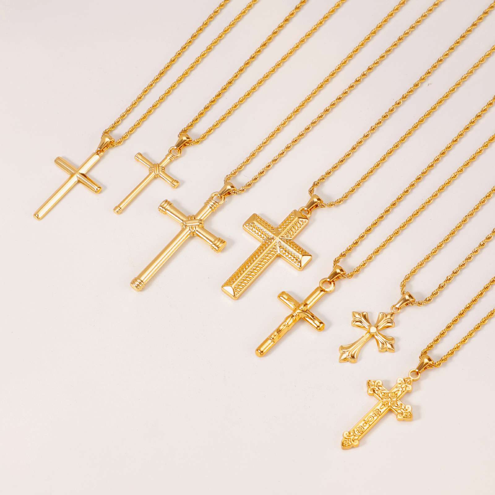 Stainless Steel Cross Pendant Religious Hip-Hop Trend Non-Fading Couples Steel Necklace 250613