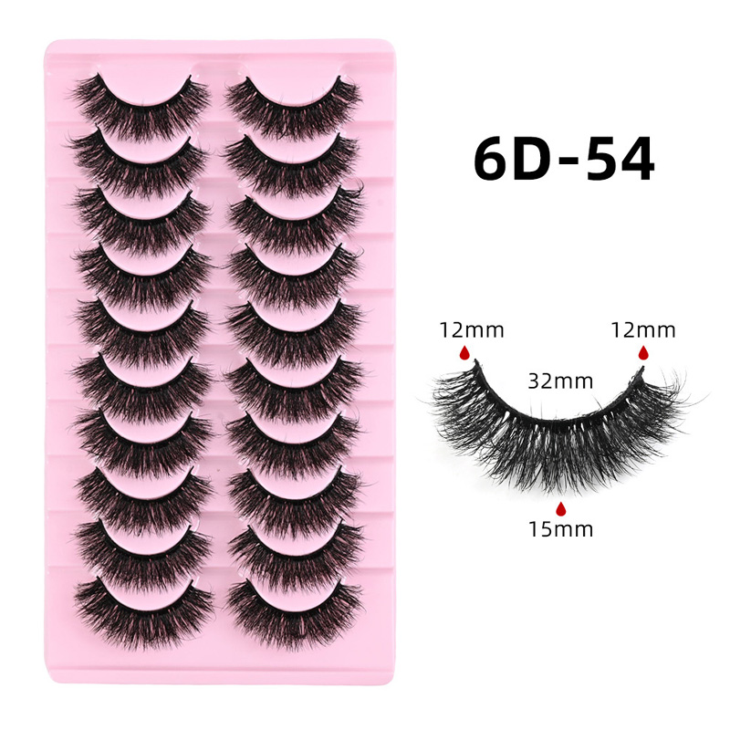 Natural Wispy Eyelash Extensions Soft Lightweight, 10 Pairs 3D Faux Mink Lashes Strip Fluffy Volume Reusable Eyelashes C Curled Easy to Apply Lash Ext