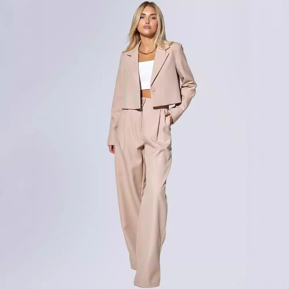 OZON Womens Clothing Autumn Fashion Casual Short Blazer Slim Fit Trousers Womens Suit