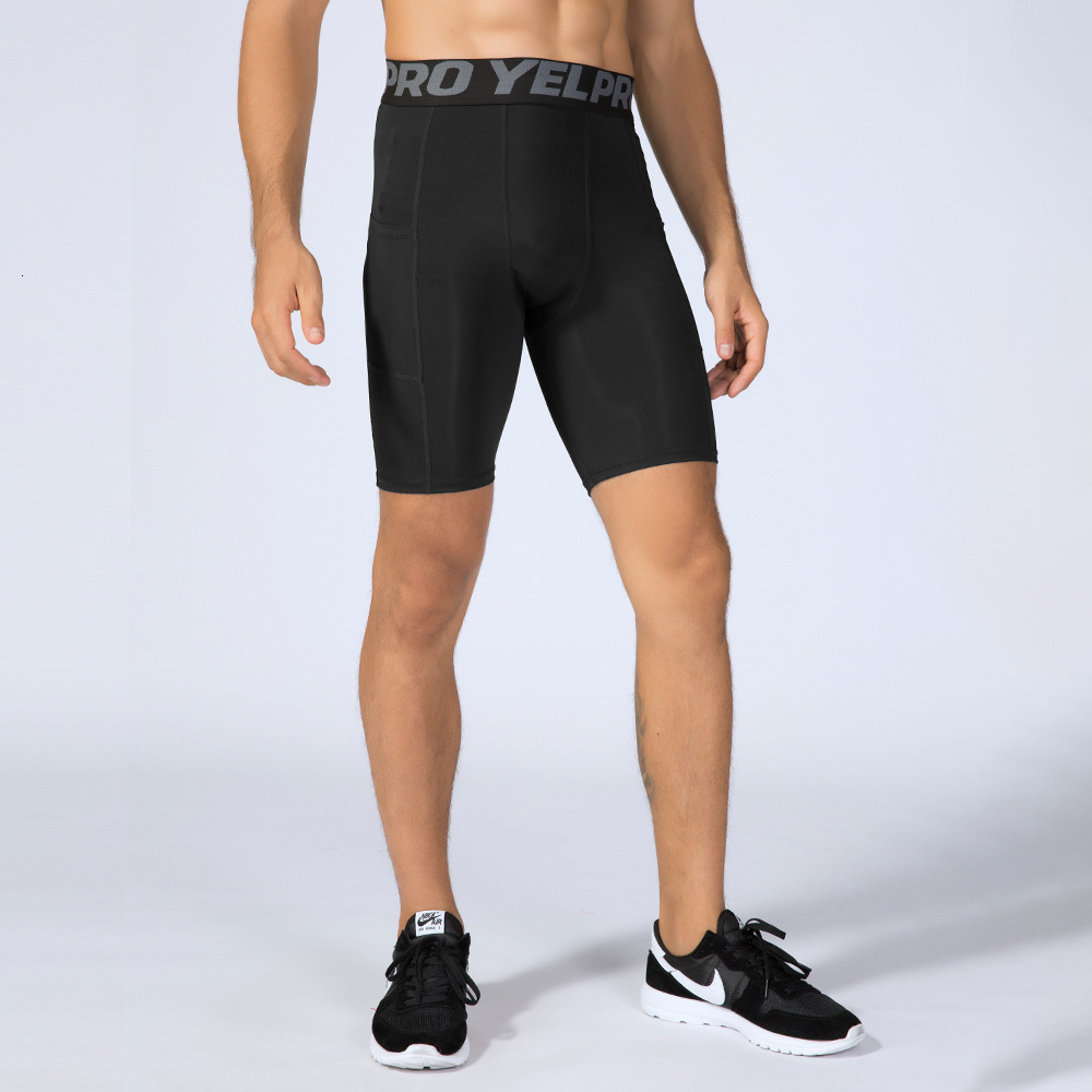Compression Shorts Men with Pocket Spandex Running Shorts Sport Athletic Workout Performance Underwear 260227