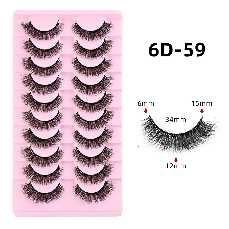 Natural Wispy Eyelash Extensions Soft Lightweight, 10 Pairs 3D Faux Mink Lashes Strip Fluffy Volume Reusable Eyelashes C Curled Easy to Apply Lash Ext