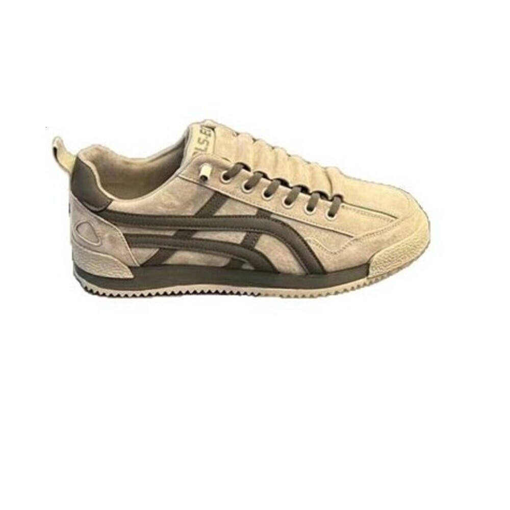 Men's Beige Black Striped Retro Casual Sneakers Lace-Up Flat Shoes Spring Summer Slip-On Trendy Versatile Sneakers Sports Casual Shoes for Men da