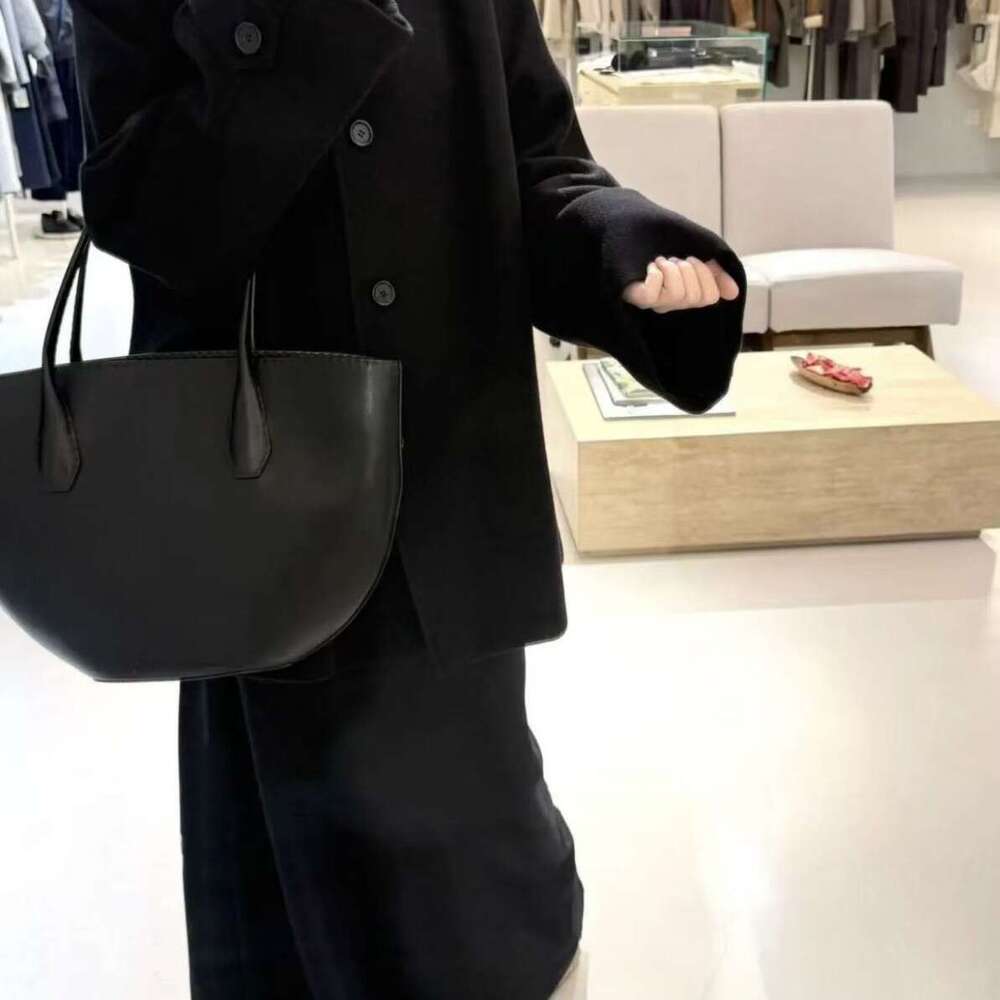 Cross Border Alger Semi Circular Tote Minimalist Genuine Leather Large Capacity Bucket Shoulder Bag Handbag SENYY