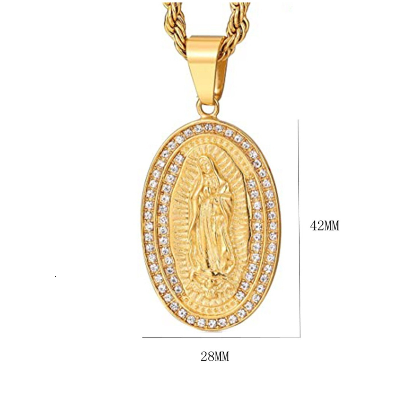 Virgin Mary Necklace 14K Gold Plated Women/Men Christian Jewelry Our Lady of Guadalupe Medal Pendant Mother Mary Necklace 251223