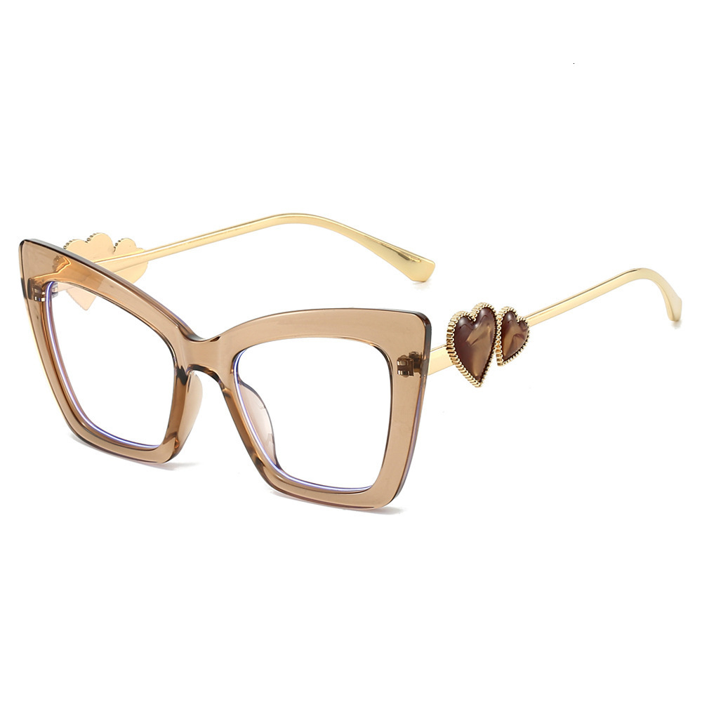 2026 New Design Anti-blue Light Glasses - Ins Gender-neutral Personalized Cat Eyeglass Frames For Beach Sunwear Trendy Heart-shaped High-grade Flat-le