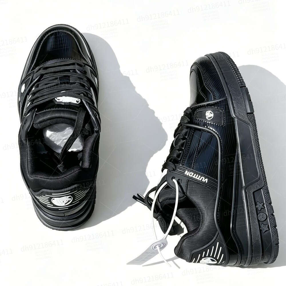 VUTITDN Black Glossy Fashion Sneakers with Logo Details, Elevate Your Casual Street Style Effortlessly dh912186411 - view 7