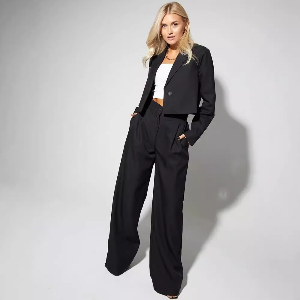 OZON Womens Clothing Autumn Fashion Casual Short Blazer Slim Fit Trousers Womens Suit