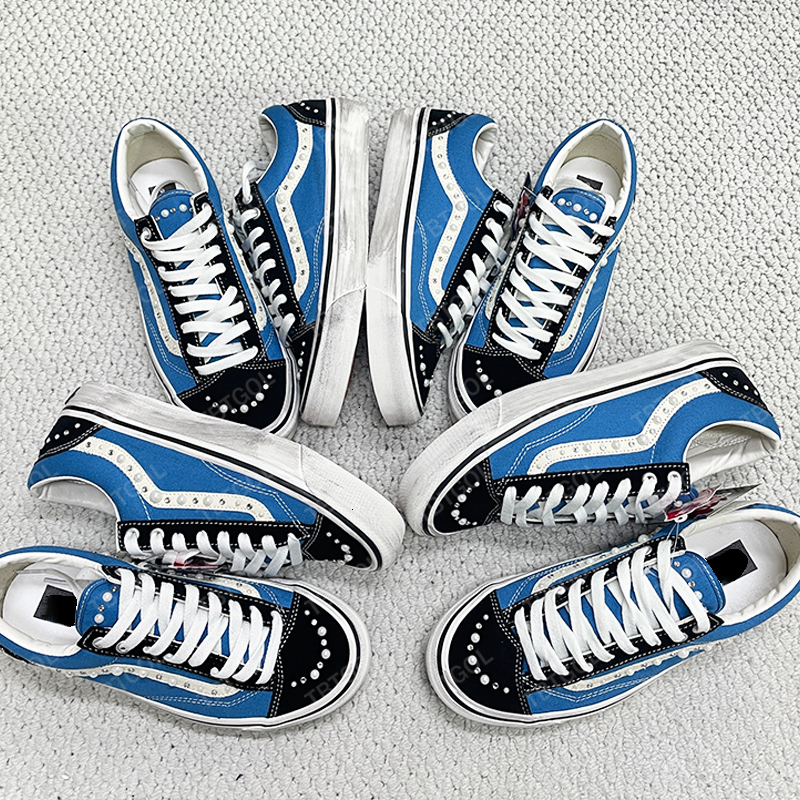 Hot Designer Canvas Shoes For Mens New Sneakers Pearlized Women Trainers Vintage Sports Casual Shoes Lace-Up Walking Shoe 1083