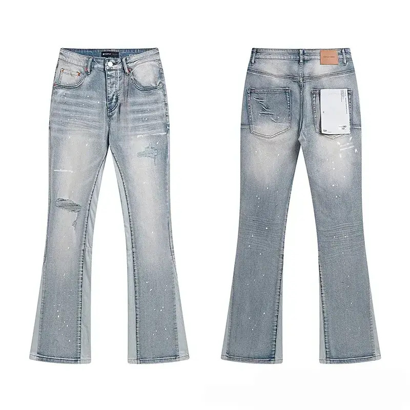 2026 New Model Mens Designer Purple Jean Fashion Ripped Joggers Baggy Wide Leg Denims For Man Black Hip Hop Distressed Flared Pants High Qualit Z26090 - view 6