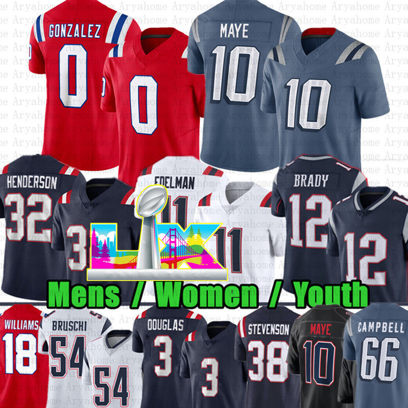 Drake Maye Christian Gonzalez Football Jersey TreVeyon Henderson Will Campbell Demario Douglas Stefon Diggs Kyle Williams Mike Vrabel Kayshon Boutte T