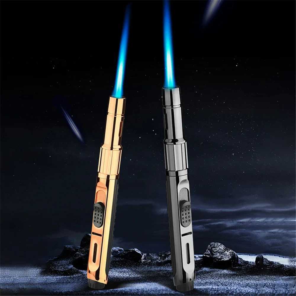 Metal Gas Lighter Straight Flame Turbo Butane Lighters Powerful Welding Torch Outdoor BBQ Spray Gun Cigarette Cigar Pipe LighterT260508 - view 4