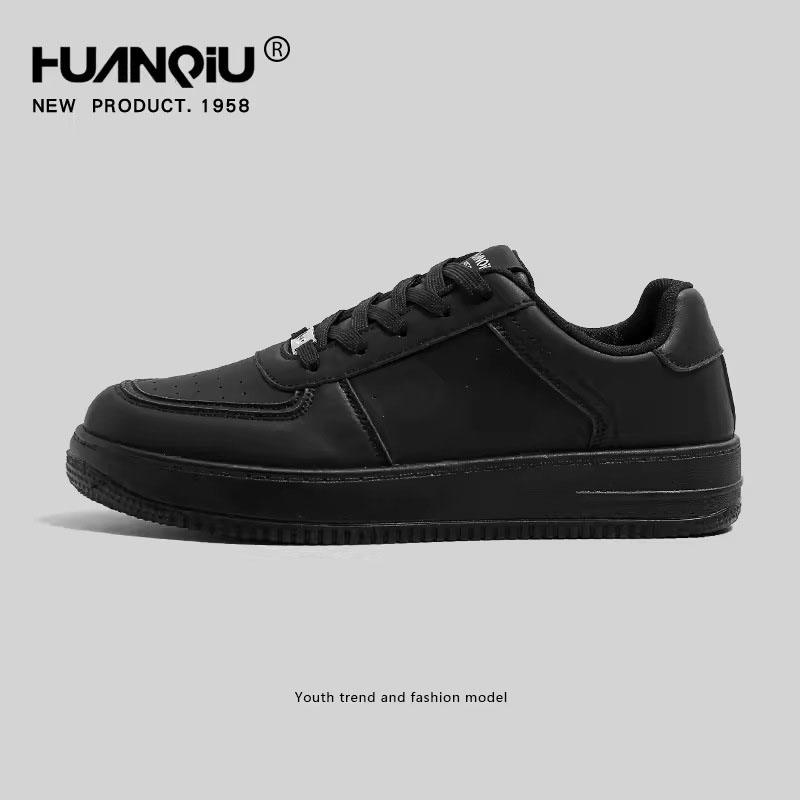 HUANQIU Free shipping luxury Premium White Leather Low-Top Sneakers