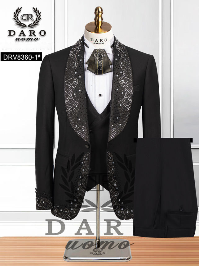 Black Pattern Mens Suit 2-piece Wedding Groom Tuxedo Premium Tailor-made Suit for Male XS-5XL Blazer Pants 251105