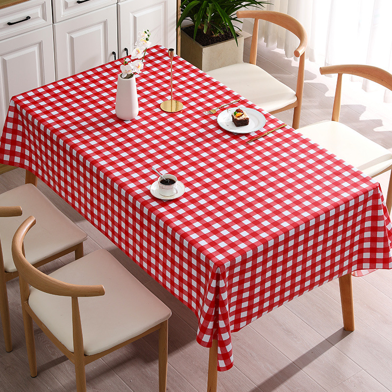 YL-38607 Custom Checkered Tablecloth Wholesale Waterproof Oil-proof Heat-resistant Wash-free Fresh Style Tablecloth