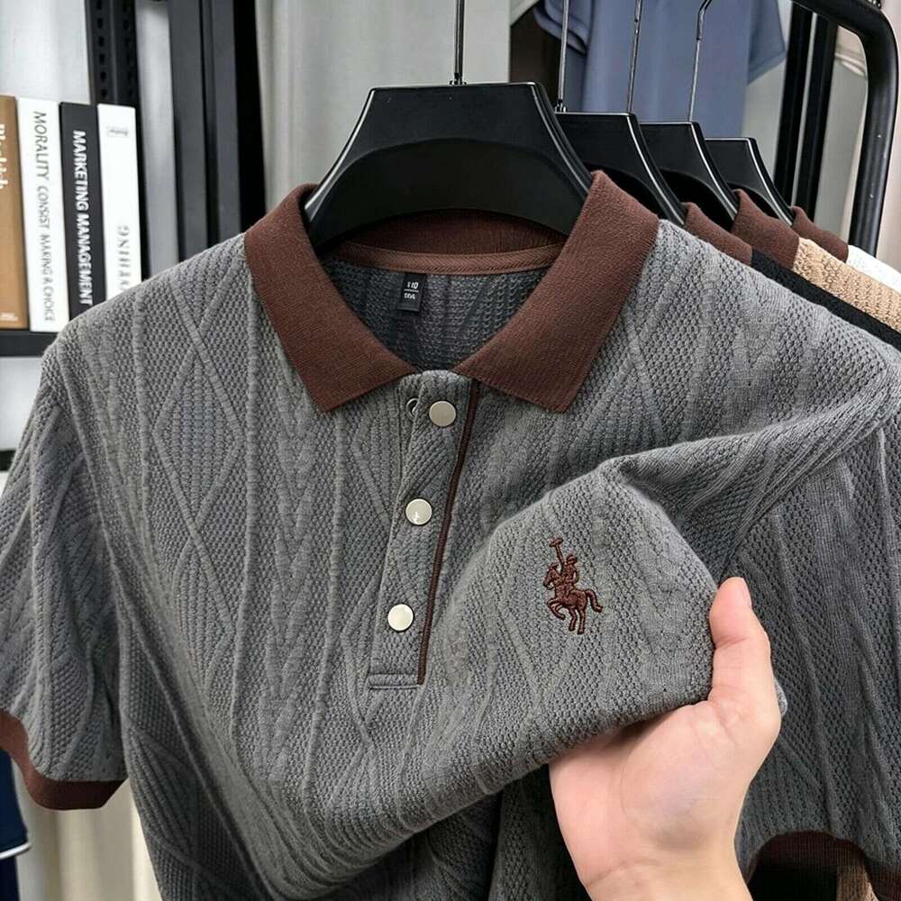 Luxury Brand Designer Clothes 2026 Summer New Arrival Men Knitted Top Middle-Aged Korean Version Business Daily Lapel Embroidery Sweater for Men