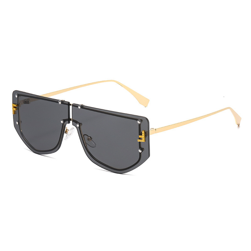 Designer Luxury Women's Sunglasses High-end Letter Integrated Sunglasses Metal Frame Gradient Ultra Clear Lenses Personalized Outdoor Anti Glare 