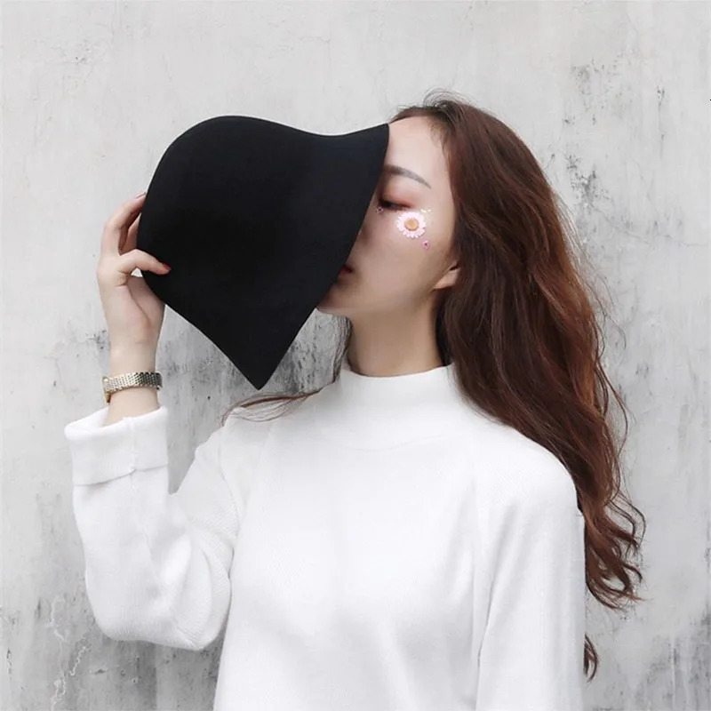 Vintage Elegant Wool Felt Bucket Hat Women Autumn Winter Bell-shaped Basin Cap Hemming-stitch Pure Color Fashion Warm 260508 - view 3
