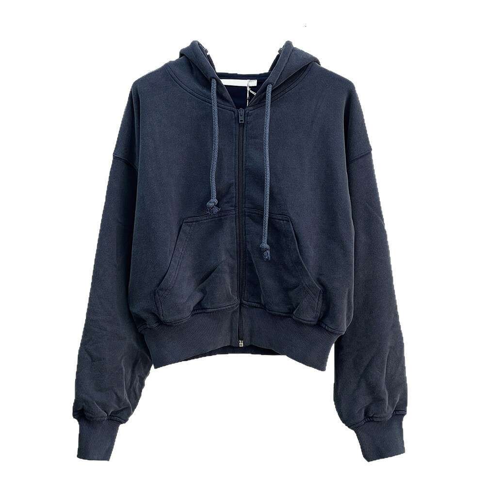 AC Blue Short Sweatshirt 25 New Model American Retro Letter Embossed Zipper Cardigan Slim-Fit Hoodie Jacket Mdng260508