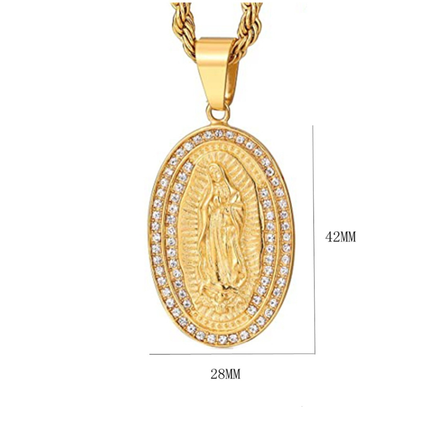 Virgin Mary Necklace 14K Gold Plated Women/Men Christian Jewelry Our Lady of Guadalupe Medal Pendant Mother Mary Necklace 251223