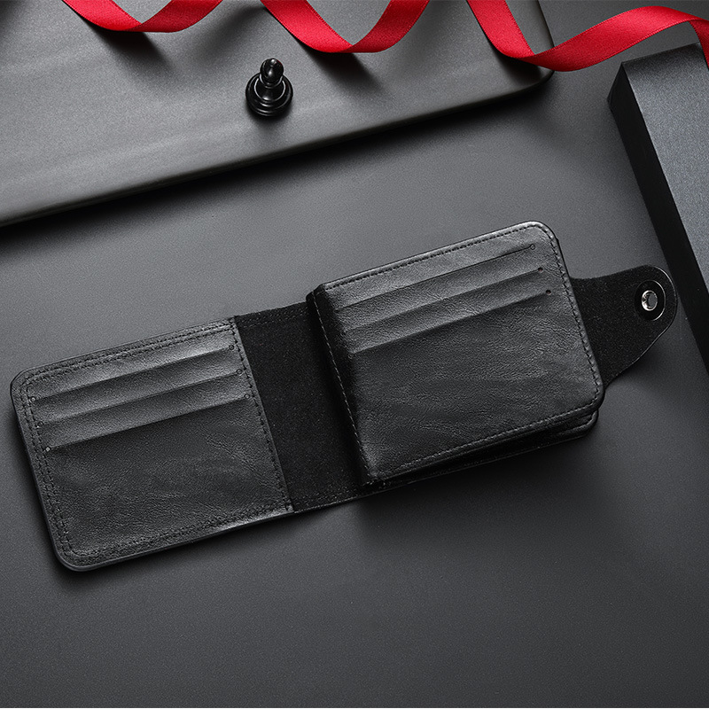 Free Shipping Vintage US Dollar Pattern Men's Wallet PU Leather Short Bifold Wallet with Snap Closure Card Holders