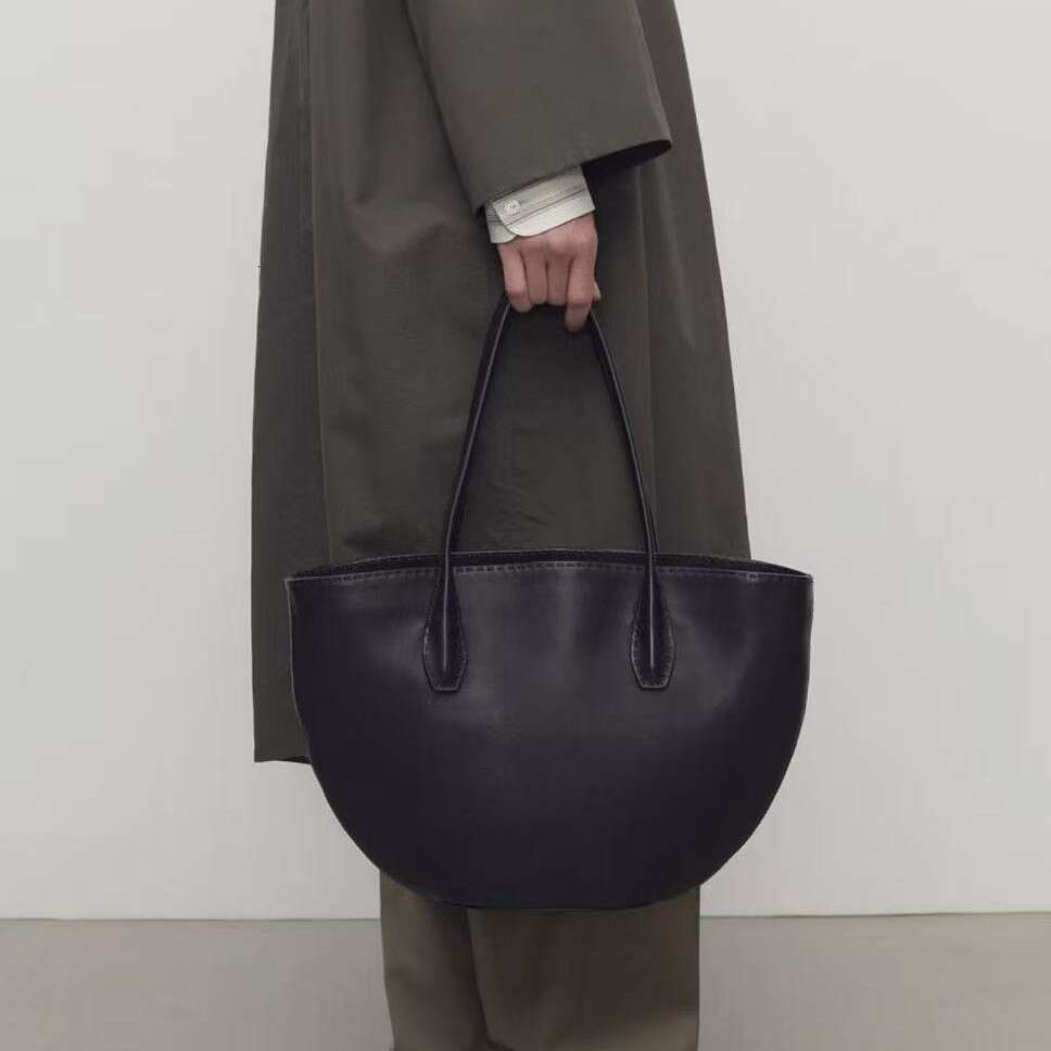 Cross Border Alger Semi Circular Tote Minimalist Genuine Leather Large Capacity Bucket Shoulder Bag Handbag SENYY
