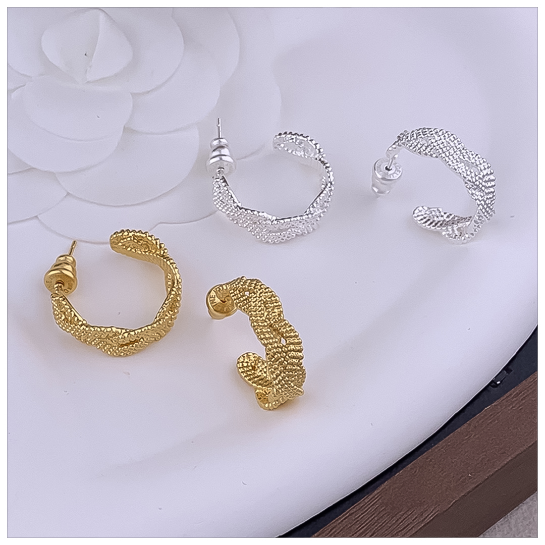 Designer Earrings Designer Earrings Women 18K Gold Plated Earring C Shape Woven Hoop Earrings Luxury Jewlery Designer for Women Elegant Free Shipping 