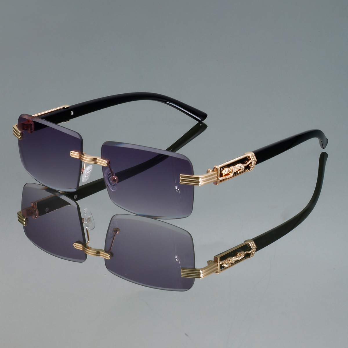 2026 New Designer Fashionable Square-framed Sunglasses For Men And Women Retro Leopard Head Metal European Style Trendy Sunglasses