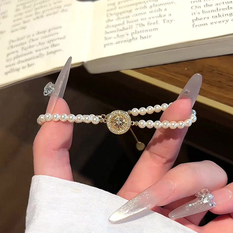 18k real gold plated zircon pearl beaded bracelet, light luxury high-end feel, unique design niche wristband jewelry - view 4