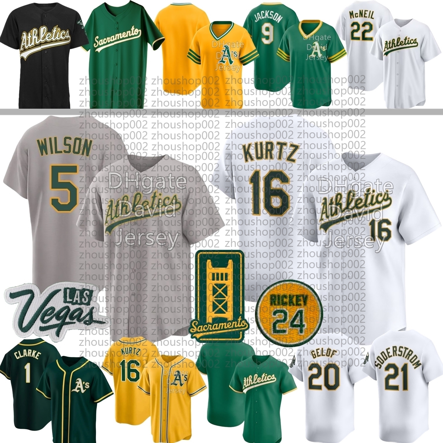 Oakland Athleticses Jersey Nick Kurtz Jacob Wilson Jeff McNeil Lawrence Butler Denzel Clarke Jose Canseco Rickey Henderson Rooker Morales Severino Spr