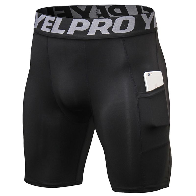 Compression Shorts Men with Pocket Spandex Running Shorts Sport Athletic Workout Performance Underwear 260227