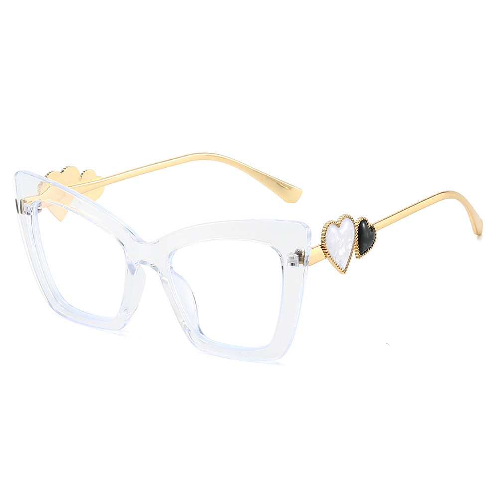 2026 New Design Anti-blue Light Glasses - Ins Gender-neutral Personalized Cat Eyeglass Frames For Beach Sunwear Trendy Heart-shaped High-grade Flat-le