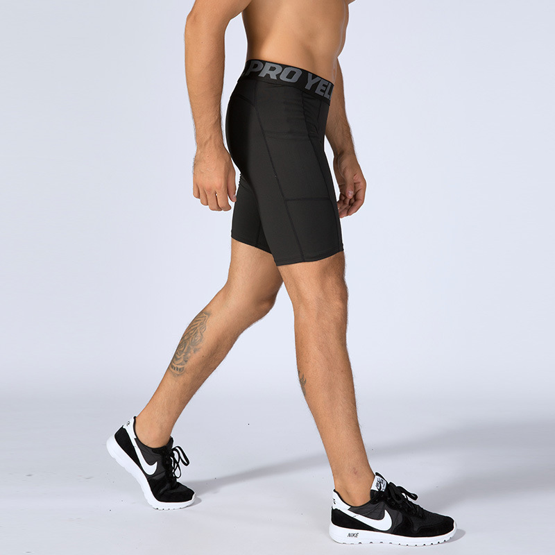 Compression Shorts Men with Pocket Spandex Running Shorts Sport Athletic Workout Performance Underwear 260227