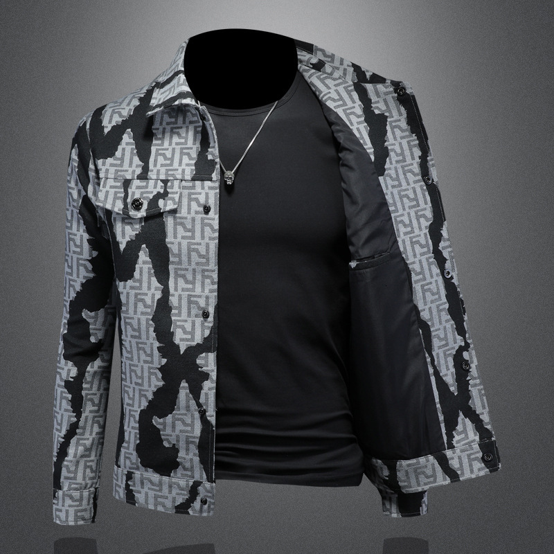 2026 Spring New Turn-Down Collar Coat Jacquard Jacket European Station Hot-Selling Big Brand Men's Fashion Trend