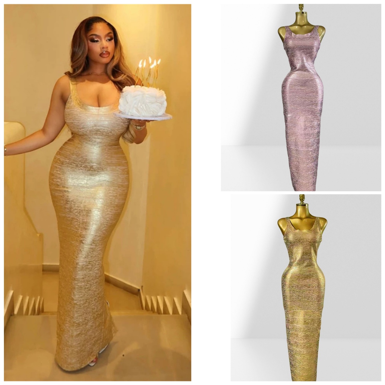 Casual Dresses Women Sleeveless Bodycon Bandage Dress Celebrity Elegant Gold Cocktail Evening Party Luxury Birthday Vestidos