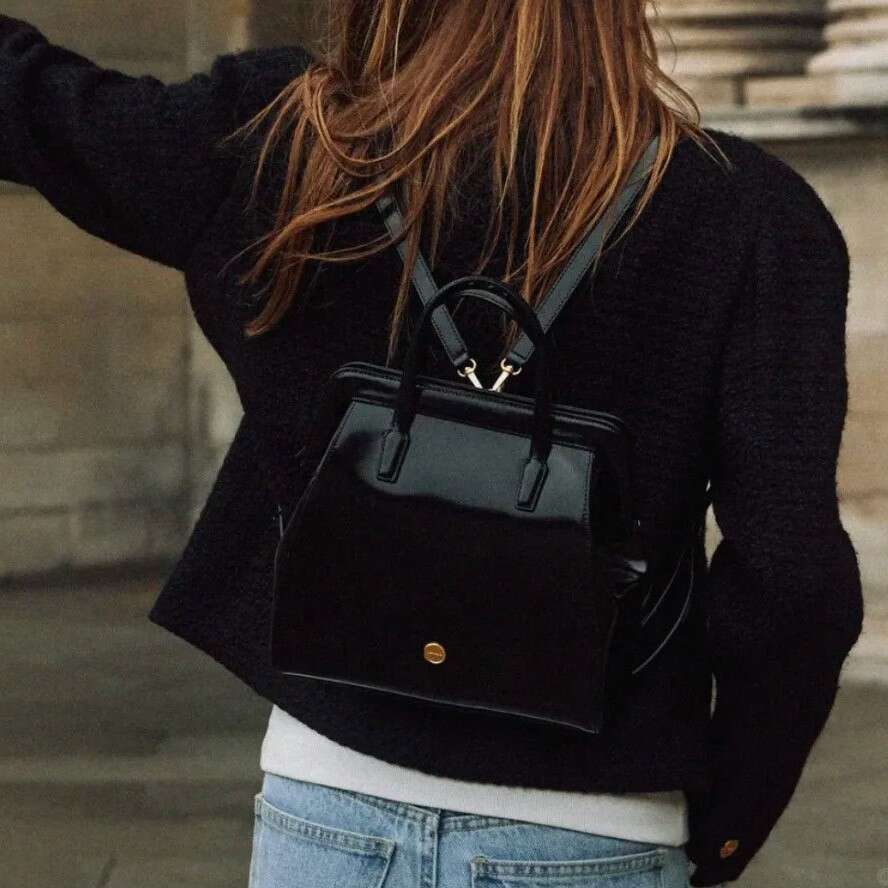 INS Same Style Korean Version Niche Double Shoulder Bag Cowhide Vintage High End Feel Large Capacity Handbag Commuter Backpack For Women SENYY