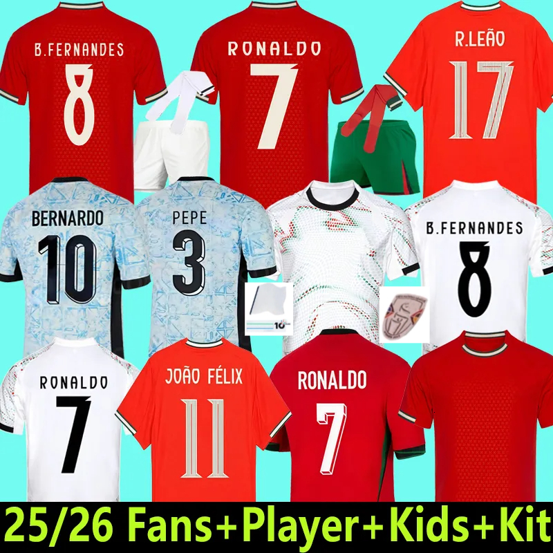 Maillot Portugal 2026 World Cup Soccer Jerseys Portuguesa RoNalDo Jerseys JOAO FELIX BERNARDO B FERNANDES PEPE 25 26 27 Portugal Football Shirt Team M