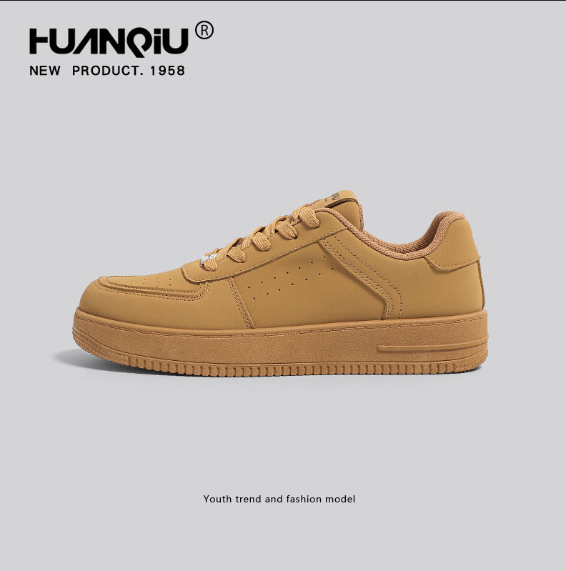 HUANQIU Free shipping luxury Premium White Leather Low-Top Sneakers