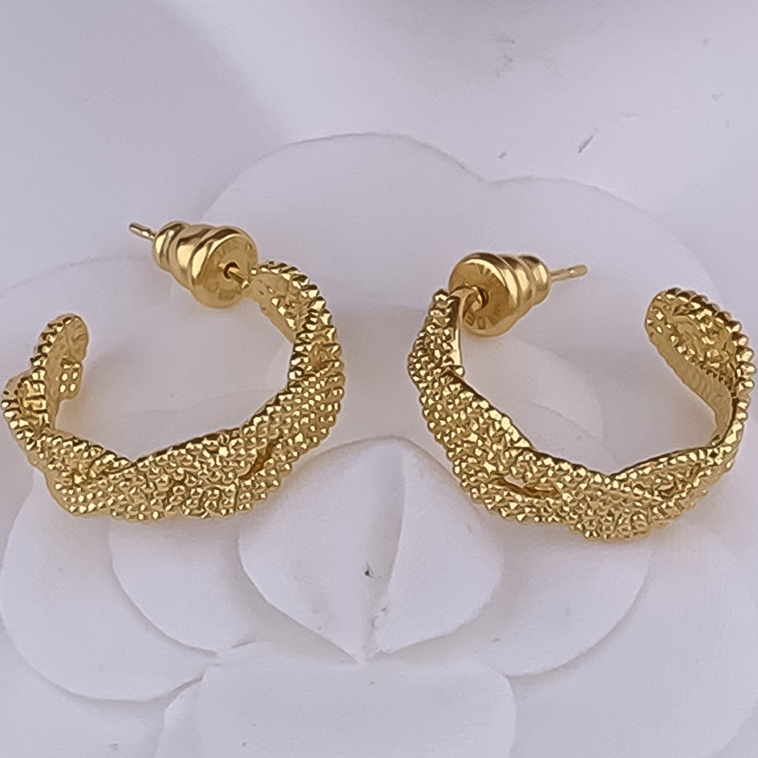 Designer Earrings Designer Earrings Women 18K Gold Plated Earring C Shape Woven Hoop Earrings Luxury Jewlery Designer for Women Elegant Free Shipping 