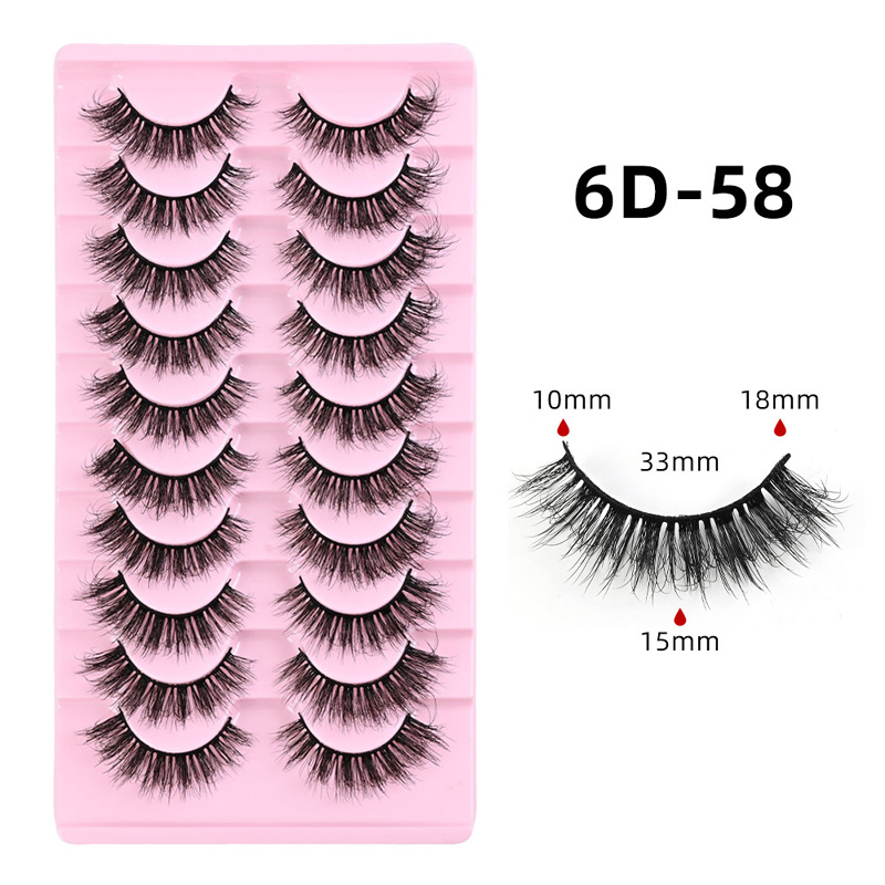 Natural Wispy Eyelash Extensions Soft Lightweight, 10 Pairs 3D Faux Mink Lashes Strip Fluffy Volume Reusable Eyelashes C Curled Easy to Apply Lash Ext