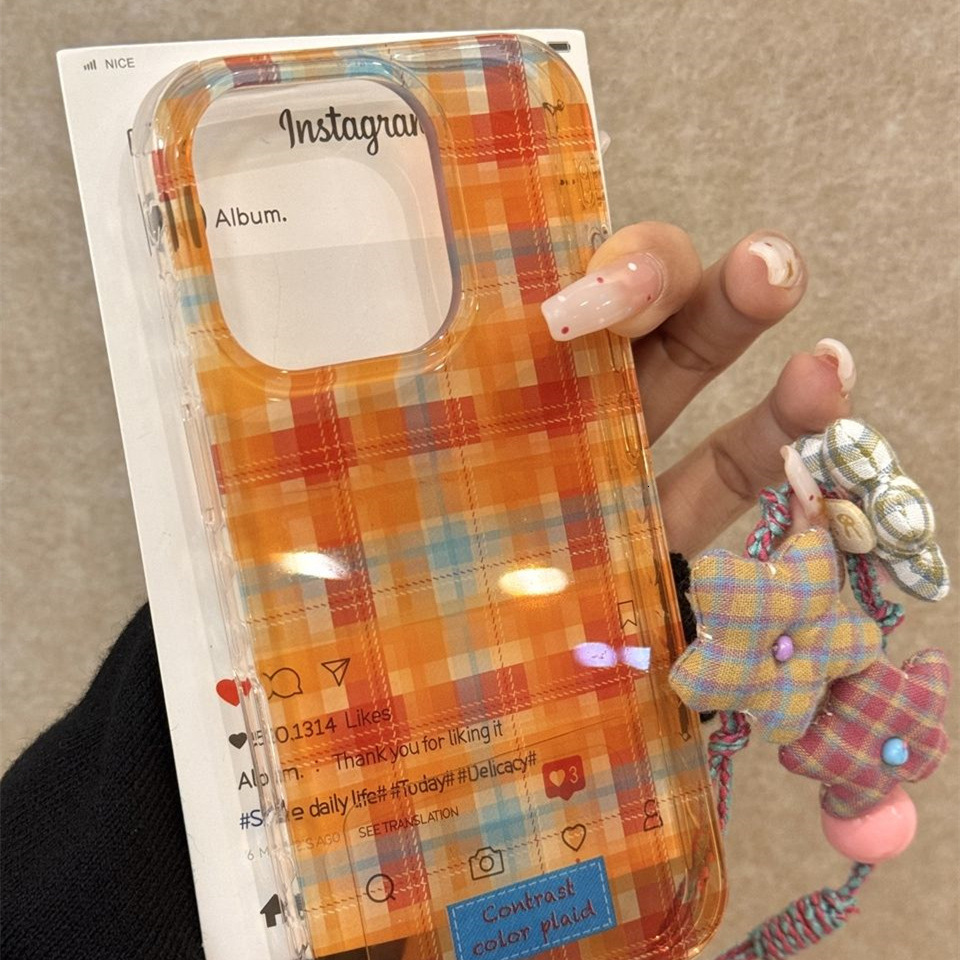 Personalized Retro English Plaid Case iPhone 16 Pro Max, Apple 15 Pro, New 14, Transparent Color for 13
