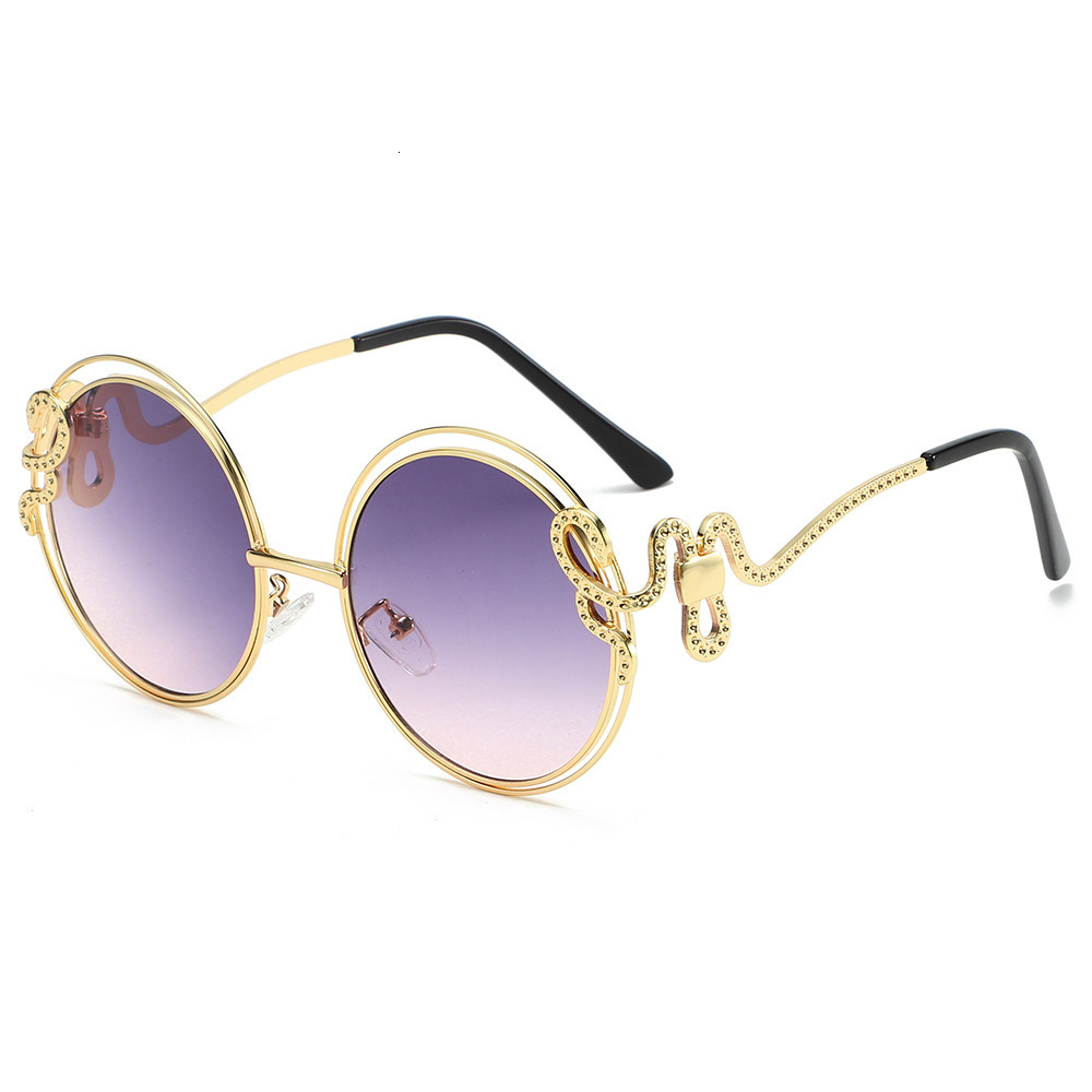 2026 New Designer Luxury Sunglasses High End Gold Round Frame Women's Outdoor Cycling Mountaineering Personalized Street Style Sunscreen And Wind