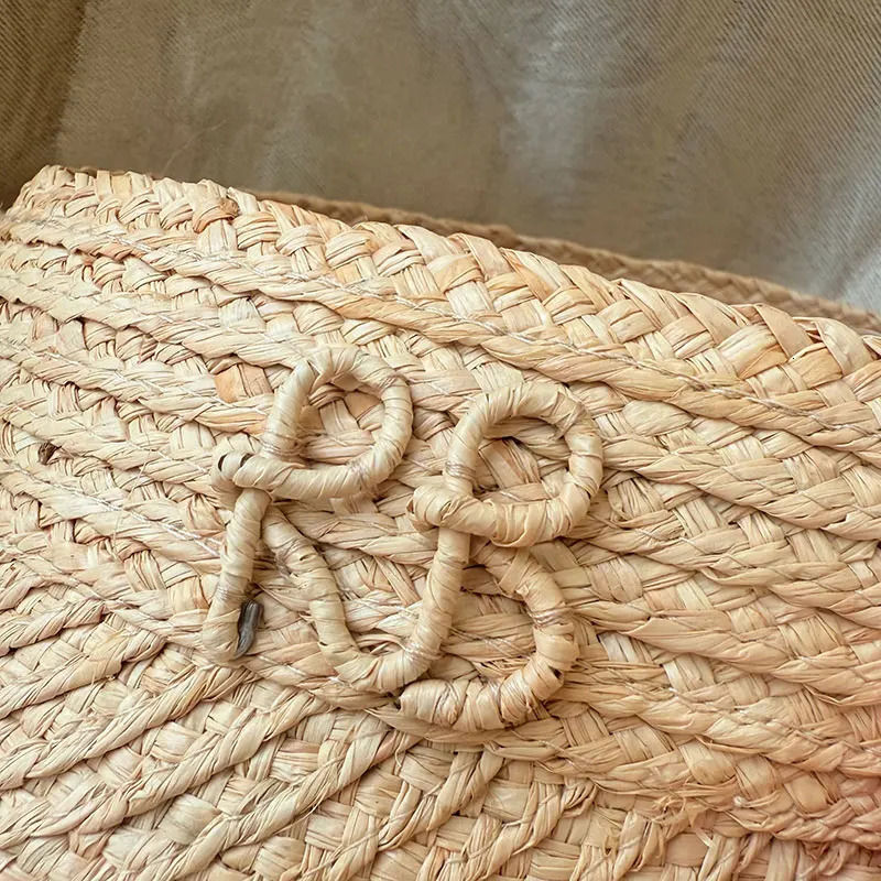 Summer Raffia Straw Empty Top Sun Visor Hat Foldable Letter RB Hat Adjustable Sports Tennis Golf Headband Casual Beach Hat 260508